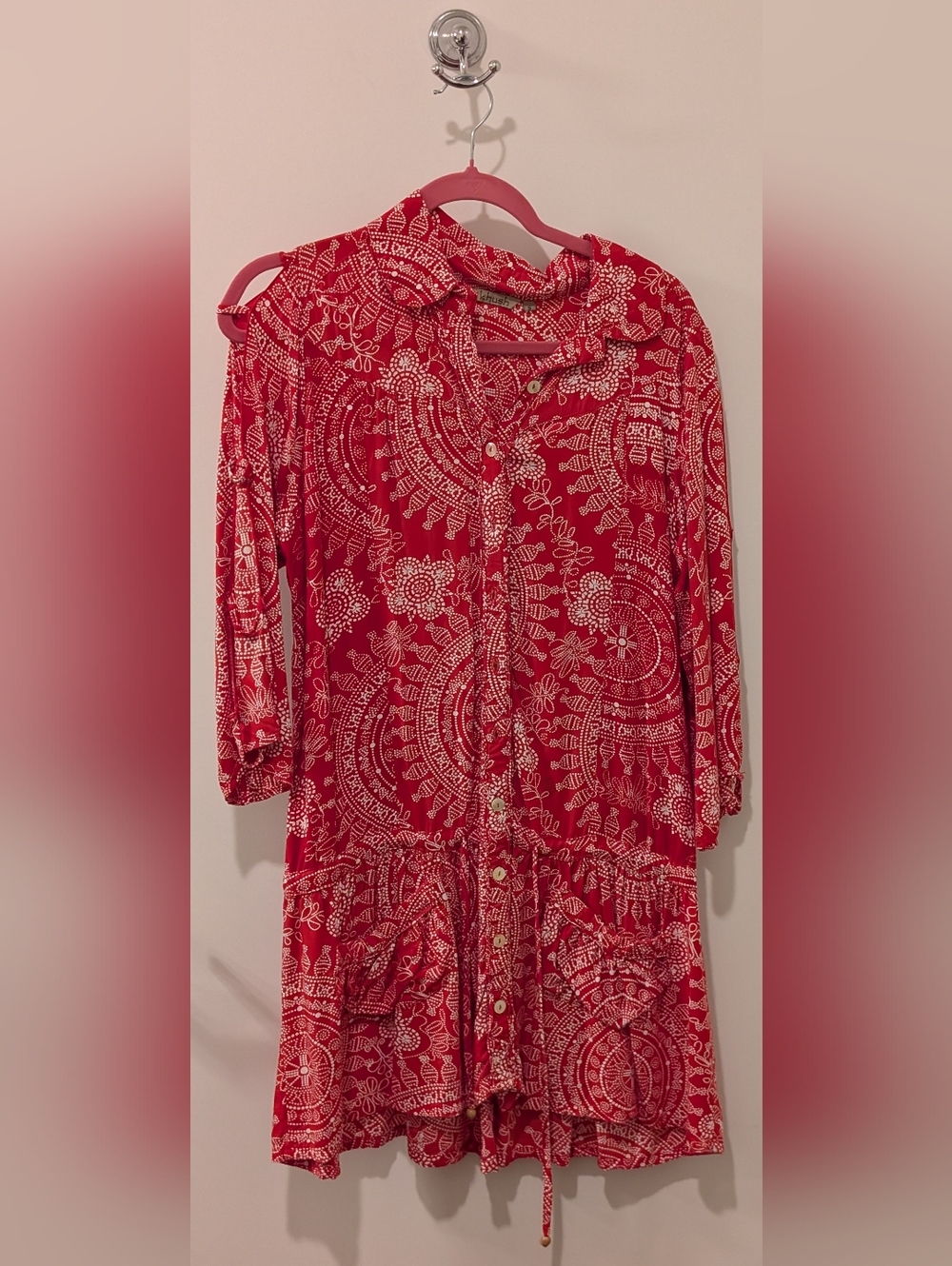 Khush Y2K Shell 🐚 Button Tunic Dress with Drawstring Waist